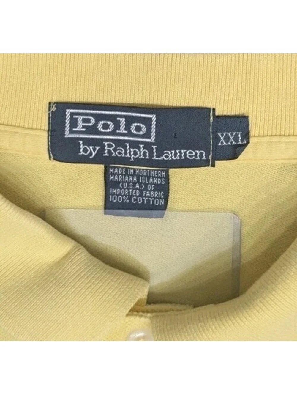 Polo Ralph Lauren Yellow Polo Shirt Short Sleeve Men 2XL Purple Pony Made In USA